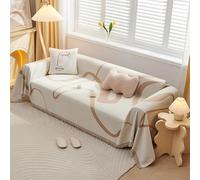 VanderHOME Manta sofá Funda de sofá Decorativo Universal Cuatro estaciones Borla tejida Almohadilla para sofá Abstracción Geometría Líneas Multifuncional Suave Cómodo Cover Cubre sofá 180*380cm Khaki