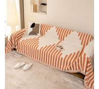 VanderHOME Manta suave, grande con borlas para sofá 2-4 plazas, patrón jacquard, 180 x 360 cm, naranja
