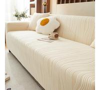 VanderHOME Moderna Fundas de sofá de Terciopelo Grueso, Funda Sofa 5 Plazas, Antideslizante, Antipolvo, elástico, para Perros, Gato, 1 Pieza (5 Plaza, Beige)