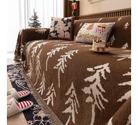 VanderHOME Plaid Sofa Plaid Cama,Manta Cubre Sofa Four Seasons, Reversible Plaid Sofa, Estampado De Árbol De Navidad, Decoración De Interiores, para Salón 180 * 130cm-Marrón