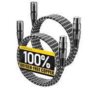 VANDESAIL Cable XLR de 10 pies, 2 unidades, cable de micrófono trenzado OFC equilibrado de 3 pines