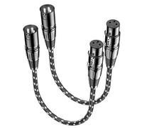 VANDESAIL Cables XLR cortos, cable de micrófono de 1 pie, paquete de 2, cable de micrófono equilibrado trenzado macho a hembra, conector de 3 pines para micrófonos, mezcladores, sistemas de altavoces