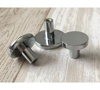 Vandicka 8 Piezas Pomos y Tiradores Plateado Brillante para Muebles, Tiradores de Zinc para Cajones Armarios, Pomos Redondas para Puertas, Armarios, Cómodas, Tocadores, 28 x 20 mm