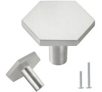 Vandicka Pomos dorados para muebles, tiradores de latón para cajones y puertas, pomos hexagonales para armarios, armarios de cocina, cajoneras, cómodas, 35 x 20 mm, con tornillos en 2 tamaños (8