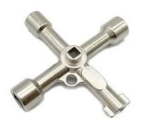Vandomrise Llave Universal Multifuncional de 4 Puntas, Llave Cruzada, Llave Del Gabinete De Control, Llave Triangular, para Contador Agua, Armario Eléctrico, Ascensor, Contador Gas, Válvulas