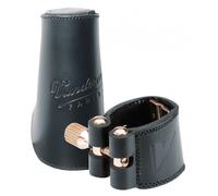 Vandoren LC28L - Abrazadera de cuero con boquillero para saxofón tenor