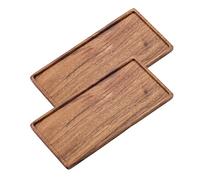 Vandroop Plato de madera para servir, pequeñas bandejas decorativas para fiestas, aperitivos, té/café y queso, juego de 2 tablas de madera hechas a mano (9.8 x 4.6 pulgadas)