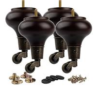 Vane Patas de madera para muebles 5 pulgadas con ruedas, patas de repuesto nogal M8 preperforado y placa de montaje para sillón otomano reclinable y reposapiés