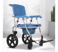 vanenferse Silla Ducha WC con Ruedas Plegable, Silla de Ducha con Ruedas para Personas Mayores, Cubeta Extraíble, Silla Inodoro y Ducha con Reposabrazos y Respald, Impermeable y Antideslizante