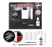 VANERIA Maquillaje de Payaso Para Halloween, Pintura Facial y Corporal en Crema Negra, Blanca y Roja Para Halloween, Set de Maquillaje SFX Con Dientes de Vampiro y Sangre Falsa, Maquillaje de Payaso