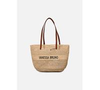 Vanessa Bruno Panier Raphia Brode Logo Avec Anses Cuir T.U Beige