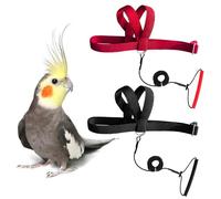 VANFAVORI Arnés ajustable de 2 piezas para pájaros con correa de 80 pulgadas, kit de vuelo al aire libre, cuerda de entrenamiento para pájaros, loros, cacatúa, tamaño S, peso 70-120 gramos