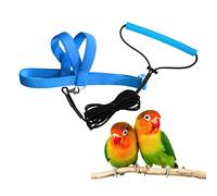 VANFAVORI - Arnés ajustable para pájaros con correa de 80 pulgadas, tamaño XS para peonía, loro, amor, pájaro, peso 40-55 gramos con cuerda de entrenamiento para volar al aire libre, azul