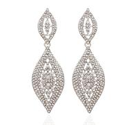VANGETIMI Pendientes de boda de cristal con diamantes de imitación para mujer, para novia, dama de honor, hoja larga, candelabro, lágrima, pendientes colgantes, Aleación de vidrio y acero, Crystal