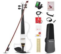 Vangoa 4/4 Violín Electrico Silencioso Tamaño Completo Electric Violin Set para Principiantes, Adultos, Estudiantes con Kits, Blanco
