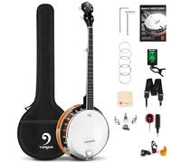 Vangoa 5 cuerdas Banjo Remo Cabeza Cerrada Espalda Sólida con kit de Principiante, Sintonizador, Correa, Recogida, Cuerdas, Selecciones y Bolsa