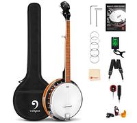 Vangoa Banjo 5 cuerdas tamaño completo Remo tambor cabeza con resonador para principiantes adultos, con manual, púas, cuerdas adicionales, sintonizador, correa, bolsas