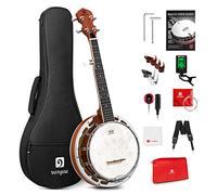 Vangoa Banjo De 5 Cuerdas Con Anillo De Tono, Mini Banjo De 26 Pulgadas, Kit Para Principiantes De 5 Cuerdas, Banjo Portátil Pequeño De Caoba Con Cabezal Fiberskyn Remo, Sintonizador De 5 Engranaje