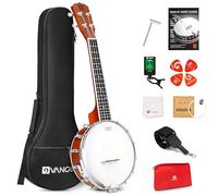 Vangoa Banjo Uke, Banjolele de 4 cuerdas con reposabrazos, Concierto de 23 pulgadas Sapele Banjo Ukelele con kit para principiantes
