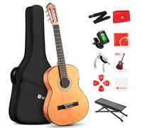Vangoa Guitarra clásica acústica clásica de 3/4 pulgadas, kit de guitarra de cuerda de nailon de tamaño junior de 36 pulgadas para adolescentes principiantes, parte superior de cedro