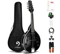 Vangoa Instrumento de mandolina de caoba, acústico, eléctrico, estilo A, mandolina, instrumento musical para principiantes, adultos, adolescentes y niños, color negro