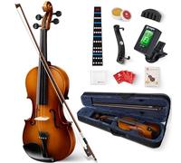 Vangoa Juego de violín 4/4 de tamaño completo, kit de violines acústicos hechos a mano con tablero lateral de madera maciza, funda rígida ligera para principiantes, adolescentes, niños a partir de 12