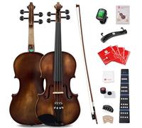 Vangoa Juego de violín de madera maciza 4/4 de tamaño completo, barniz hecho a mano, kit de violines acústicos hechos a mano con estuche rígido ligero para principiantes, estudiantes, adolescentes,