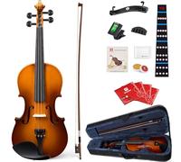 Vangoa Juego de violín de tamaño 1/2, kit de violín acústico hecho a mano de tamaño medio con tablero lateral de madera maciza, funda rígida ligera para principiantes, niños, adultos, diestros
