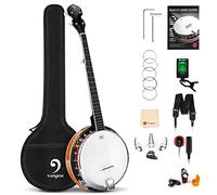 Vangoa Kit de banjo para principiantes de 5 cuerdas de tamaño completo con cabeza Remo, resonador de caoba, espalda cerrada, bolsa premium para adultos, adolescentes, principiantes