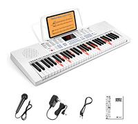 Vangoa Piano 61 Teclas Luminosas, Para Principiantes Niño, Mini Teclado Luminoso Musical, Modos De Enseñanza, 350 Tonos, Blanco