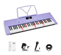 Vangoa VGK611 Teclado de piano para principiantes, 61 teclas, teclado eléctrico, piano portátil, teclado musical con mini teclas retroiluminadas, piano electrónico para niños y niñas, morado