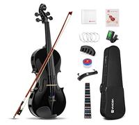 Vangoa Violín acústico 4/4, violín acústico de tamaño completo para principiantes y adultos, kit de iniciación con funda dura, colofonia, reposamuñecas, arco, cuerdas adicionales, silencio, negro