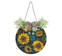 Vangogh - Letrero decorativo para puerta de pared, diseño de girasoles estrellados, coronas modernas para puerta delantera, primavera, verano, otoño, invierno, vacaciones, Halloween, Navidad