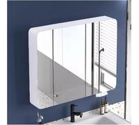 Vani de baño montado en la pared de 80 cm con espejo inteligente e iluminación, blanco para baños modernos, piel de baño elegante