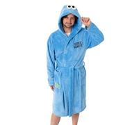 Vanilla Underground Albornoz unisex con capucha de Barrio Sésamo y Monstruo Comegalletas | Polar azul claro suave para baño y relax | Manga larga con cierre de lazo | Sesame Street Merchandising