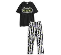 Vanilla Underground Beetlejuice Conjunto de Pijama Negro para Hombre | Pijama de Pernera Larga y Manga Corta con Logo para Hombre | Ropa de Dormir clásica con Logotipo de película