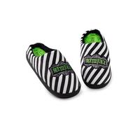 Vanilla Underground Beetlejuice Pantuflas Mule Negras Unisex | Zapatos de casa con diseño de logotipo icónico | Calzado cómodo sin cordones | Mercancía clásica de la película Tim Burton