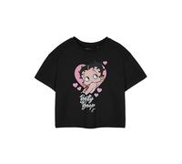 Vanilla Underground Betty Boop - Camiseta de manga corta corta negra | Camiseta gráfica de corazón | Camiseta de cuello redondo con personajes de dibujos animados | Ropa casual retro para mujer,
