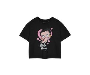 Vanilla Underground Betty Boop - Camiseta de manga corta corta negra | Camiseta gráfica de corazón | Camiseta de cuello redondo con personajes de dibujos animados | Ropa casual retro para mujer,