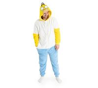 Vanilla Underground The Simpsons Pijama de Polar Acogedor de Homero para Hombre, Amarillo, Blanco y Azul | Ropa de Dormir con Capucha y Cremallera de Personajes de Dibujos Animados