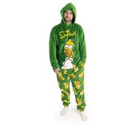 Vanilla Underground The Simpsons Pijama Verde de Manga Larga y Pierna Larga de Homero para Hombre | Ropa de Dormir y para Estar en casa de Forro Polar Acogedor de Dibujos Animados para Dormir