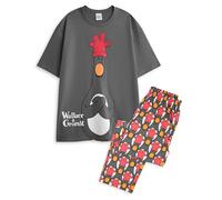Vanilla Underground Wallace and Gromit Conjunto de Pijama de 2 Piezas para Hombre | Pantalones de Pierna Larga con Estampado Integral en Gris y Rojo para Adultos y Top Nocturno de Manga Corta