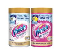 Vanish Oxi Action Gold - Quitamanchas multibeneficio, blanqueador y potenciador del lavado, para ropa blanca y de color, En Polvo, Sin Lejía - Pack Mixto 2 x 1,45kg (2,9Kg)