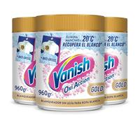 Vanish Oxi Action Gold - Quitamanchas multibeneficio, blanqueador y potenciador del lavado, para ropa blanca, En Polvo, Sin Lejía 2,88kg (3x 960g)