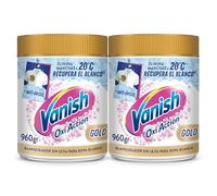 Vanish Oxi Action Gold - Quitamanchas multibeneficio, blanqueador y potenciador del lavado, para ropa blanca, En Polvo, Sin Lejía 1,9kg (2x 960g)