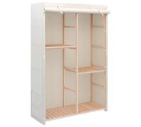 Vanitopaz Armario de 3 niveles 110 x 40 x 170 cm de madera y tela, armario multiusos con barra para colgar ropa, ropa, chaquetas, ideal para dormitorio, pasillo, habitación infantil