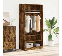 Vanitopaz Armario de roble ahumado de 100 x 50 x 200 cm, material de madera con barra para colgar ropa y espacio de almacenamiento para dormitorio, pasillo y habitación de los niños, armario de
