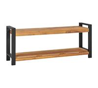 Vanitopaz Banco de 120 cm de madera maciza de teca con espacio de almacenamiento, diseño de listones para pasillo, salón, dormitorio, ahorro de espacio y robusto, ideal para interiores y exteriores