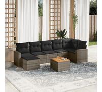 Vanitopaz Juego de 8 sofás de jardín de poliratán gris con cojines, resistente a la intemperie, juego de muebles de salón con sofá, esquina, parte central, sillón, taburete para terraza, balcón