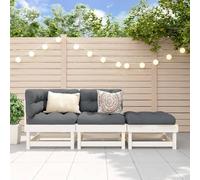 Vanitopaz Juego de salón de jardín de 3 piezas, color blanco, madera de pino maciza, 183 x 61 x 62 cm, con esquina, parte central y taburete, muebles de salón resistentes a la intemperie para terraza